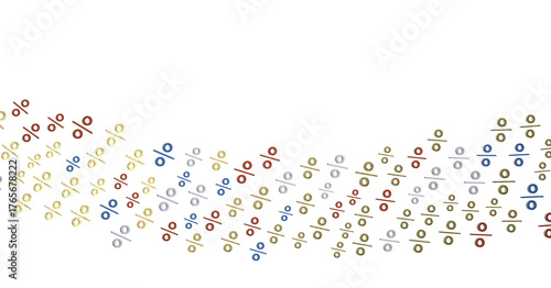 Unique artistic visual of percent signs, a wave of multi-colored percentages. Ideal for finance, sales, deals, discounts, and data-driven projec
