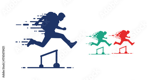 Athlete leaping over hurdles, demonstrating speed and agility.