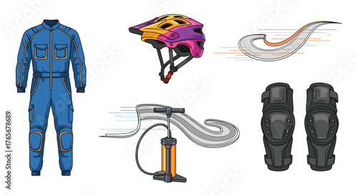 Cycling safety gear and equipment for mountain biking adventures.