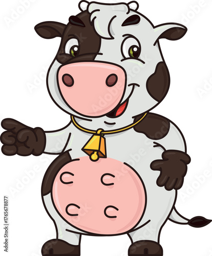 SPOTTED COW MASCOT - WHITE COW WITH BLACK SPOTS