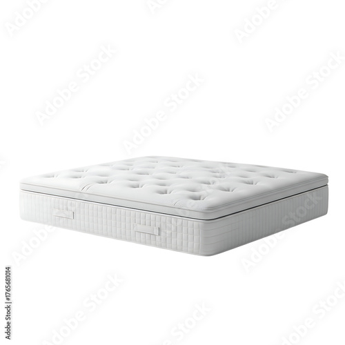 White quilted mattress isolated on transparent background