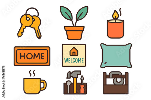 Essential household items and repair tools for domestic life and property management