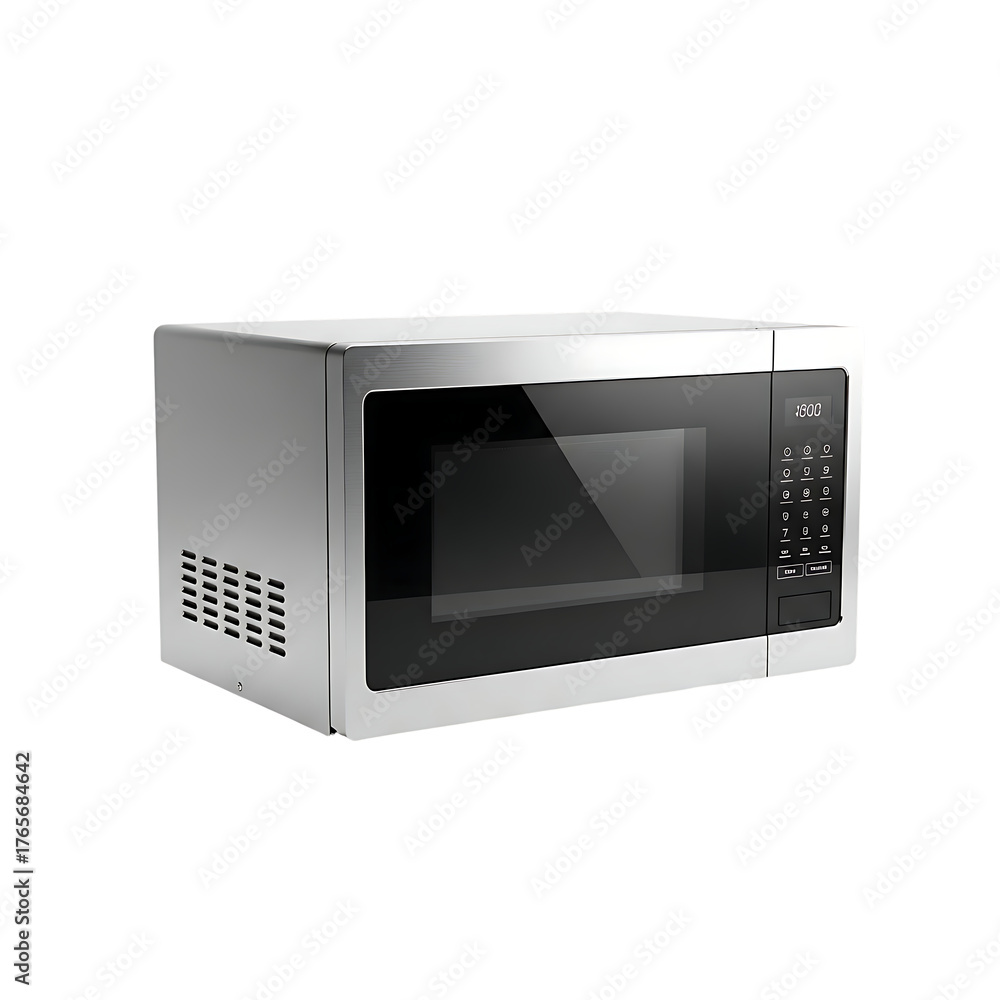 Obraz premium Silver microwave oven isolated on transparent background