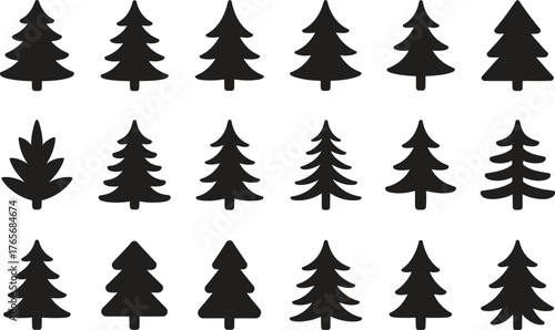 Christmas Tree Ornament Icon Set - Holiday Decorations Vector Illustration Isolate on White Background