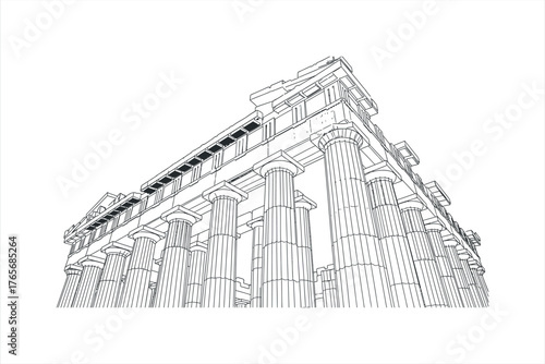 Parthenon linear architectural drawing
