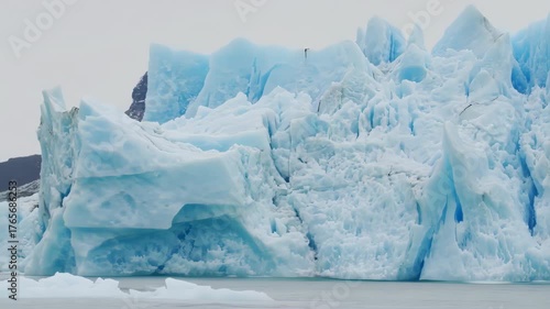 Majestic Blue Glacier Wall in a Cold Arctic Landscape.
