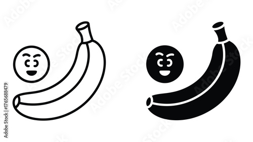 Vector art of winking banana with a playful expression a fun illustration of a fruit with a cartoon face and positive vibe