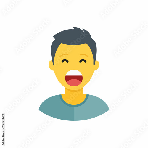 Happy person laughing with open mouth icon illustration expressing joy and positive emotion