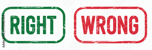 Right and wrong stamp icons set perfect for decision making and verification processes