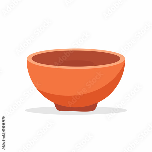 Illustration of an orange ceramic bowl on a white background, food serving dish