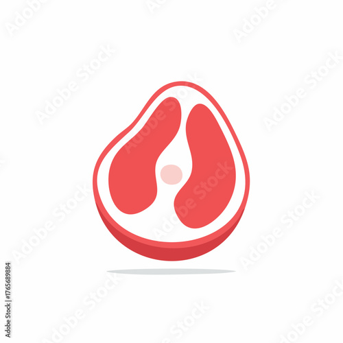 Stylized Raw Steak Cut with Marbling and Fat Layer Isolated