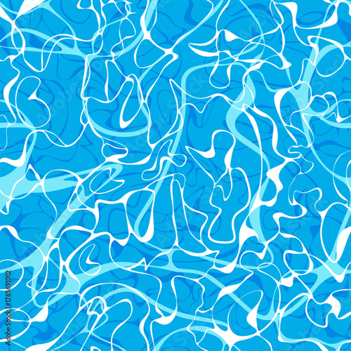 Colorful abstract pattern in shades of blue and white resembling flowing water in a modern design