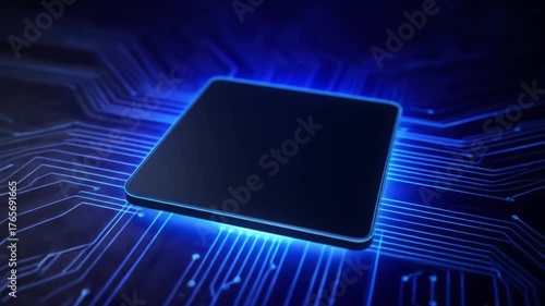 Abstract digital circuit board illustration of a central processing unit