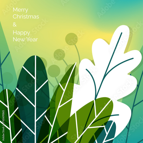 Holiday greetings featuring colorful plant designs in a bright and cheerful setting