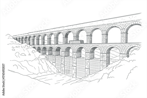 Ancient Aqueduct Illustration