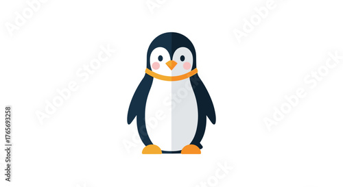 Cartoon Penguin with Scarf A Cute Antarctic Illustration.