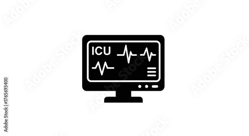ICU Monitor Displaying Heartbeat and Vital Signs.