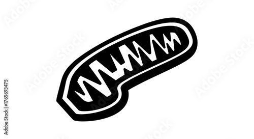 Mitochondrion organelle in black and white isolated on a white background.