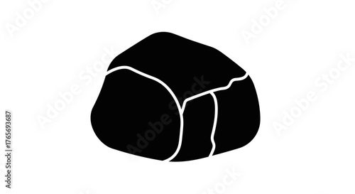 Simple solid black rock silhouette vector illustration.