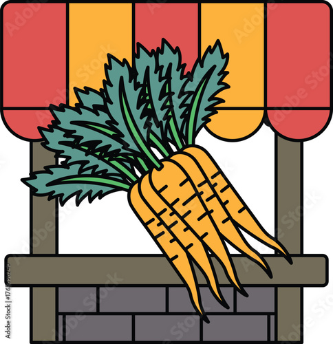 A drawing of carrots on a window sill