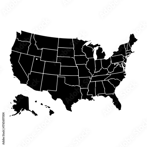 USA Map Vector – United States of America Silhouette Illustration