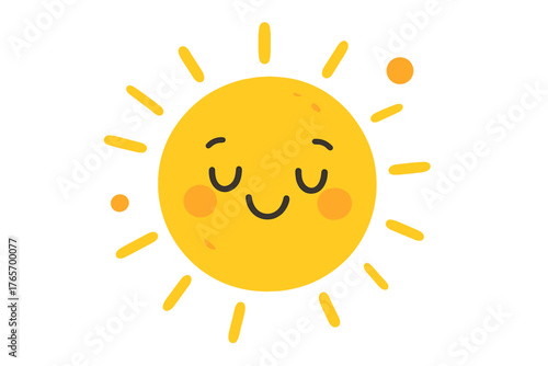 Cute happy sun character sleeping peacefully isolated on white background