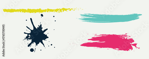 Brush strokes vector. yellow, blue, dark blue, backgrounds. Colorful set of text boxes. Paintbrush collection. Dirty brush texture banners. Rectangular painted objects.eps8