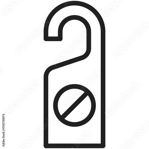 Do Not Disturb Symbol: A minimalist illustration of a 'do not disturb' door hanger, signifying privacy and quiet, ready to communicate needs effectively.