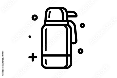 Minimalist outline drawing of a portable insulated thermos flask used for keeping drinks hot or cold