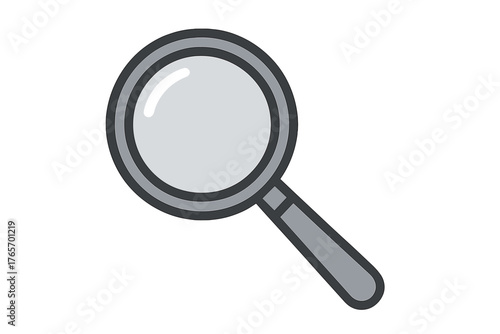 Simple gray magnifying glass icon symbolizing search zoom and investigation on white background