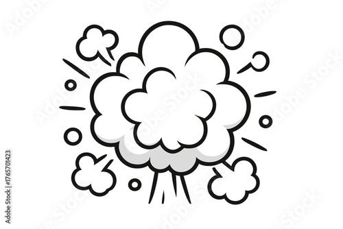 Dynamic comic book explosion cloud burst isolated on a clean white background