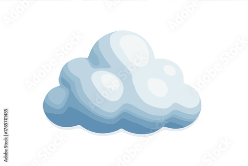 Volumetric stylized fluffy blue and white cloud isolated on a white background