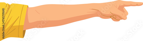 Human arm pointing to the right with a yellow sleeve