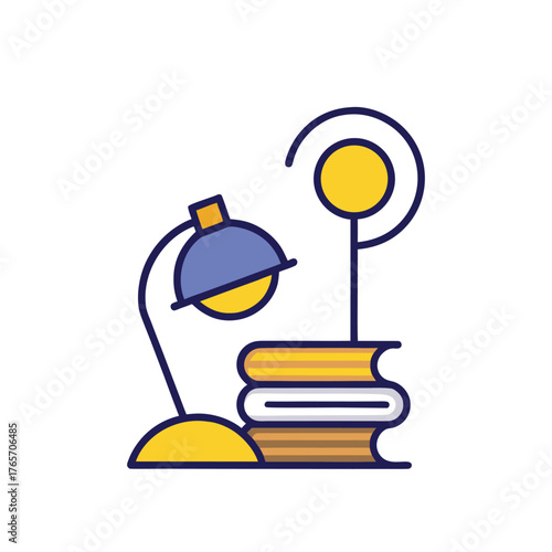 an icon of a study lamp and books, which is often used to represent concepts like education, self-study, and knowledge. 