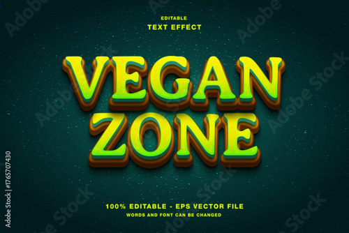 Vegan zone editable text effect template. Suitable for ecofriendly posters, social media graphics, website banners, and promotional materials.
