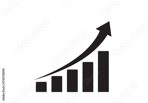 Vector growing graph icon, logo on white background