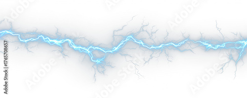 Realistic lightning bolts crack across a dark storm sky. Blue electric arcs illuminate the night. Perfect for weather or fantasy energy designs. PNG