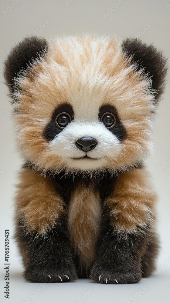 Obraz premium Cute and fluffy panda plush toy for kids.
