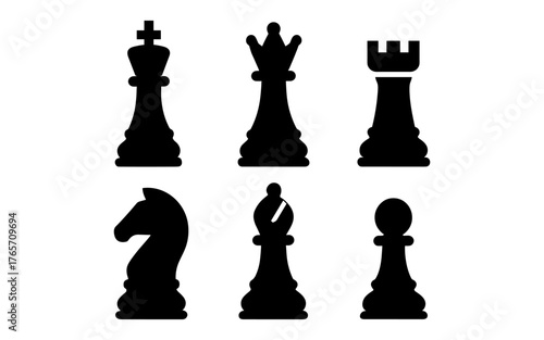 Silhouette chess pieces collection: classic design and strategy symbols