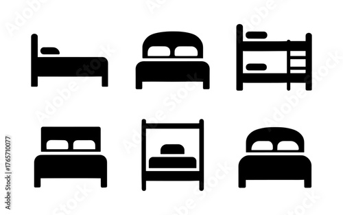 Silhouette set of bed icons: modern and traditional styles for design