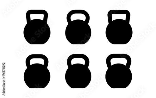 Silhouette kettlebell set for fitness and gym design projects