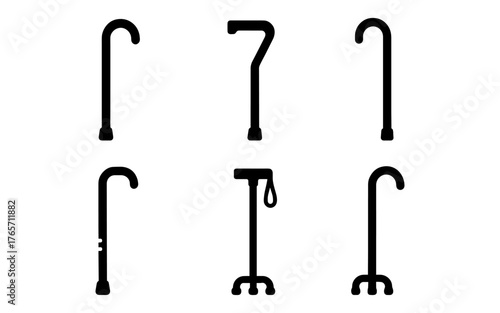 Collection of silhouette walking canes in various designs