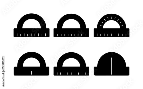 Silhouette protractor icon set for geometry and mathematics designs