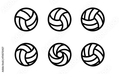 Set of minimal volleyball icon designs in simple line art style