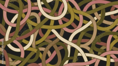 Line Strings Intertwine Seamlessly on Black Backdrop Loop Animation