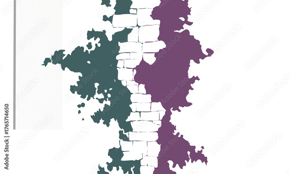 Obraz premium Abstract Split Brick Wall - Teal and Purple Texture