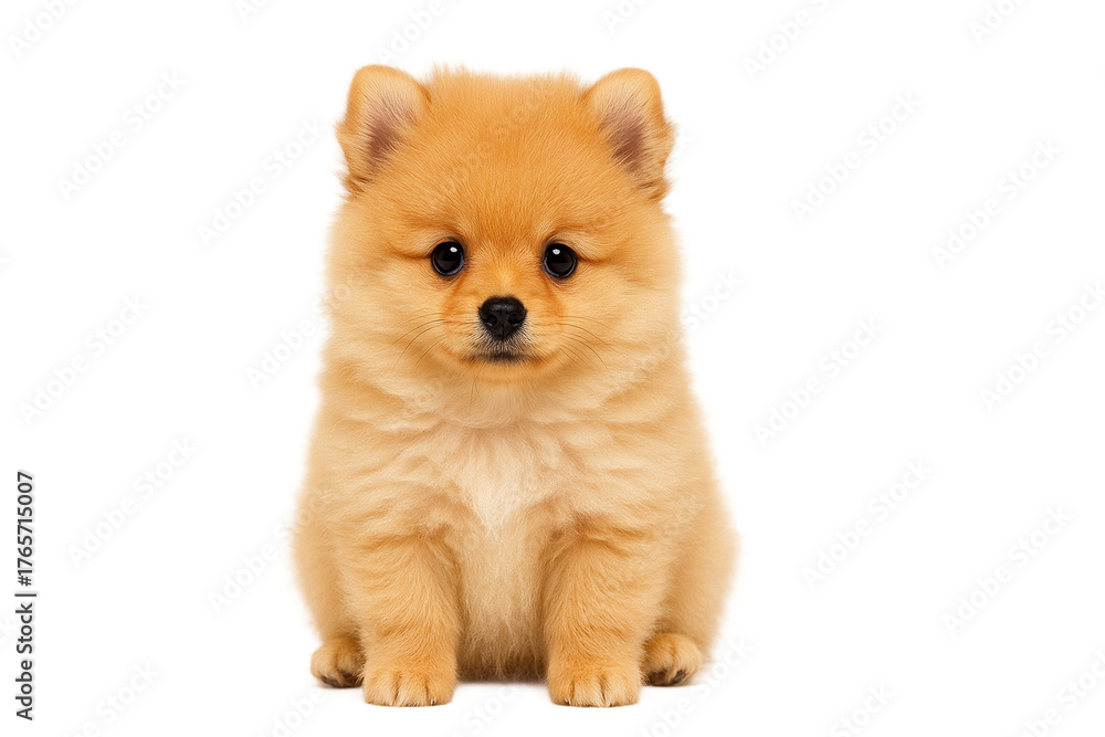Obraz premium Innocent pomeranian puppy portrait, small fluffy dog