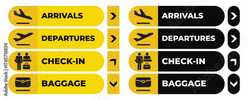 Airport Sign Isolated on White Background | Airline Direction Board Showing Departures, Arrivals, Check-In, and Baggage Information for Travelers