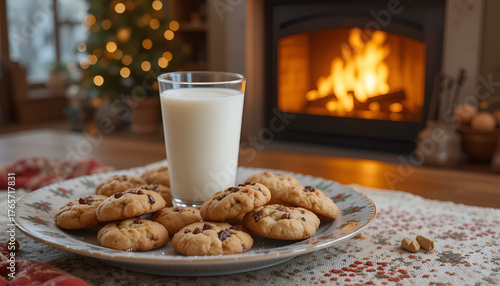 Warm Cookies and Milk by the Fireplace – Winter Comfort Scene