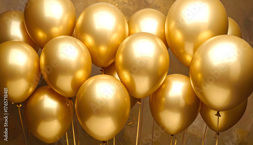 Abstract Collection Gold balloons bunch background sculpture nature.